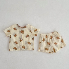 Infant Baby Bear Pattern Short Sleeve Tops With Shorts Sets Wholesale