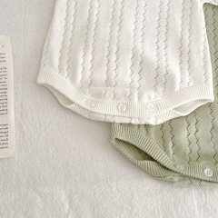 Infant Baby Short Sleeve Knitted Solid Color Onesies Wholesale