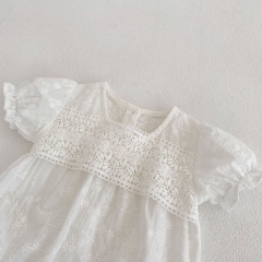 Infant Baby Solid White Puff Sleeve Ruffle Onesies Wholesale