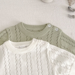 Infant Baby Short Sleeve Knitted Solid Color Onesies Wholesale