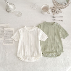 Infant Baby Short Sleeve Knitted Solid Color Onesies Wholesale