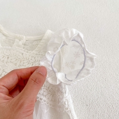 Infant Baby Solid White Puff Sleeve Ruffle Onesies Wholesale