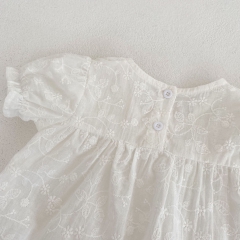 Infant Baby Solid White Puff Sleeve Ruffle Onesies Wholesale