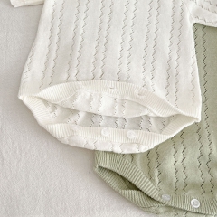 Infant Baby Short Sleeve Knitted Solid Color Onesies Wholesale