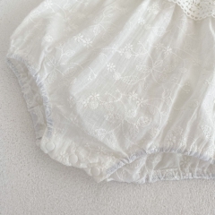 Infant Baby Solid White Puff Sleeve Ruffle Onesies Wholesale