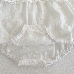 Infant Baby Solid White Puff Sleeve Ruffle Onesies Wholesale