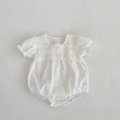 Infant Baby Solid White Puff Sleeve Ruffle Onesies Wholesale