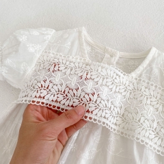 Infant Baby Solid White Puff Sleeve Ruffle Onesies Wholesale