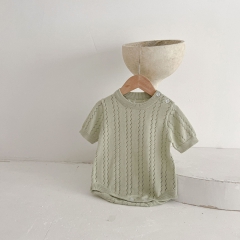 Infant Baby Short Sleeve Knitted Solid Color Onesies Wholesale