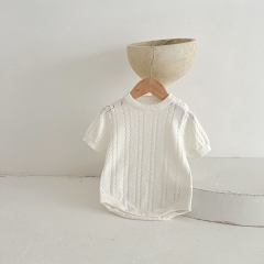 Infant Baby Short Sleeve Knitted Solid Color Onesies Wholesale