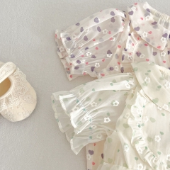 Infant Baby Girls Short-sleeved Gauze Skirt Onesie Wholesale