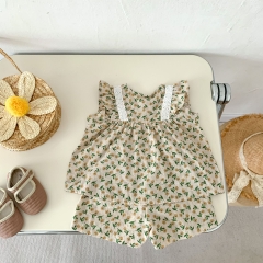 Infant Baby 2023 New Arrival Summer Floral Flutter Sleeved Sets Wholesale