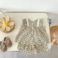 Infant Baby 2023 New Arrival Summer Floral Flutter Sleeved Sets Wholesale
