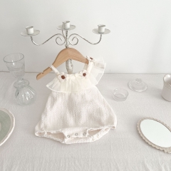 Infant Baby Girls Solid Floral Sleeveless Onesies Wholesale