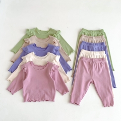 2023 Candy Color Flutter Sleeve Comfy & Breathable Pajamas Sets Wholesale
