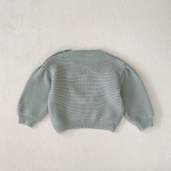 Infant Baby Girls Heart Pompom Solid Knitting Pullover Wholesale