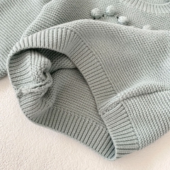 Infant Baby Girls Heart Pompom Solid Knitting Pullover Wholesale