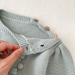 Infant Baby Girls Heart Pompom Solid Knitting Pullover Wholesale