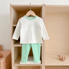 Infant Baby Girls Color Contrast Comfy and Breathable Pajamas Sets Wholesale