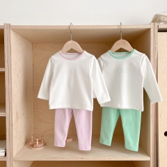 Infant Baby Girls Color Contrast Comfy and Breathable Pajamas Sets Wholesale