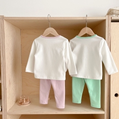 Infant Baby Girls Color Contrast Comfy and Breathable Pajamas Sets Wholesale