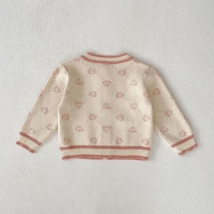 2023 New Arrival Infant Baby Jacquard Bear Romper Combo Cardigan In Sets Wholesale