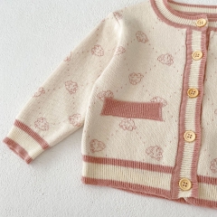 2023 New Arrival Infant Baby Jacquard Bear Romper Combo Cardigan In Sets Wholesale
