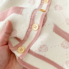 2023 New Arrival Infant Baby Jacquard Bear Romper Combo Cardigan In Sets Wholesale