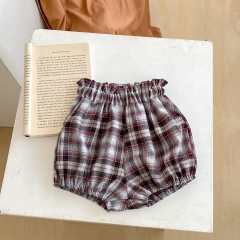 Infant Baby Unisex Grid Short Pants In Autumn Wholesale