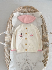 Baby Girls 0-2 years Embroidery Floral Cardigan Combo Short Pants In Sets Wholesale