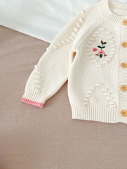 Baby Girls 0-2 years Embroidery Floral Cardigan Combo Short Pants In Sets Wholesale