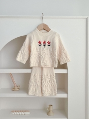 Infant Baby Unisex Knitted Twist Sweater Combo Long Pants In Sets Wholesale