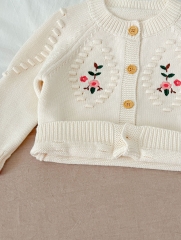 Baby Girls 0-2 years Embroidery Floral Cardigan Combo Short Pants In Sets Wholesale