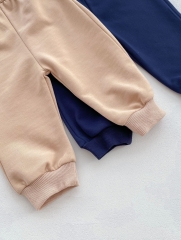 Infant Baby Boys Two Colors Embroidery Bear Waffle Long-sleeved Sets Wholesale