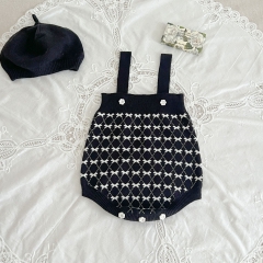 2023 New Autumn Infants Baby Girls Small Fragrant Style Romper Combo Cardigan In Sets Wholesale