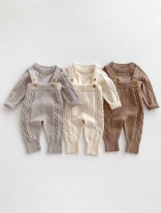 Baby Unisex Knitting Long-sleeved Sweater Overalls In Sets Wholesale