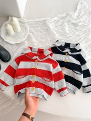 2023 New Autumn Infant Baby Unisex Hoodies Stripes Knitwear Wholesale