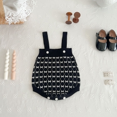 2023 New Autumn Infants Baby Girls Small Fragrant Style Romper Combo Cardigan In Sets Wholesale