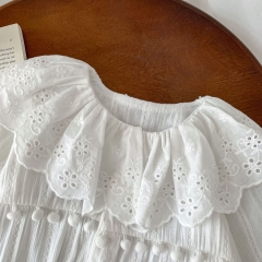 Baby Girl Laces Round Collarl Long Sleeve Jumpsuit Wholesale