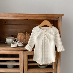 Infant Baby Unisex Round Collar Long-sleeved One Pieces Wholesale