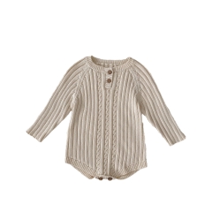 Infant Baby Unisex Round Collar Long-sleeved One Pieces Wholesale