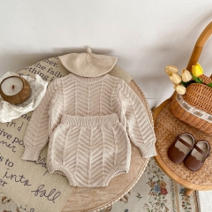Baby Unisex 0-6 months Round Collar Knitted Sweaters Combo Short Pants In Sets Wholesale