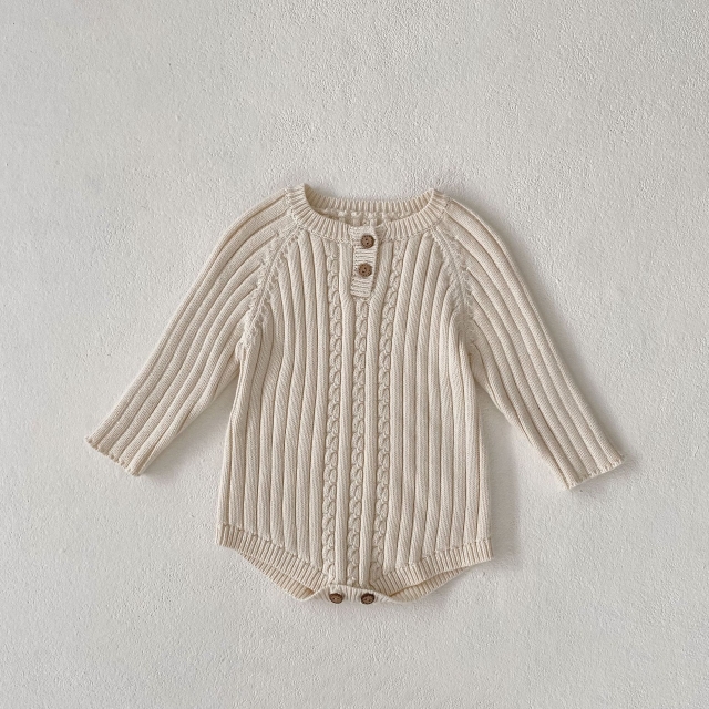 Infant Baby Unisex Round Collar Long-sleeved One Pieces Wholesale