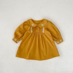 Baby Girl Round Collar Long Sleeve Dress In Autumn Wholesale