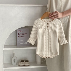 Infant Baby Unisex Round Collar Long-sleeved One Pieces Wholesale