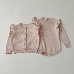 2023 New Arrival Infant Baby Girls Long Sleeve Knitted Sweater In Sets Wholesale