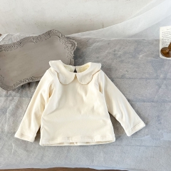 Infant Baby Girls White Simpfy Long-sleeve Undershirt Autumn Wholesale