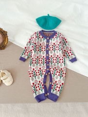 2023 New Autumn Infant Baby Girls Painting Long Sleeve Jumpsuit Wholesale