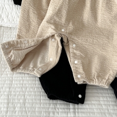 2023 New Autumn Infant Baby Girls 2 Colors Long Sleeve Corduroy Jumpsuit Wholesale