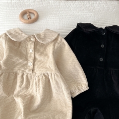 2023 New Autumn Infant Baby Girls 2 Colors Long Sleeve Corduroy Jumpsuit Wholesale